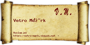 Vetro Márk névjegykártya